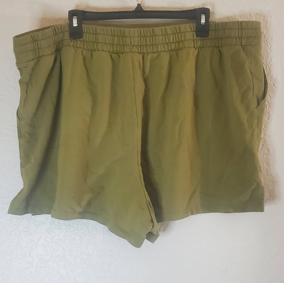 Ava & Viv Plus Shorts Sz 2X Elastic Waist Pockets High Rise Olive Green - Picture 6 of 7